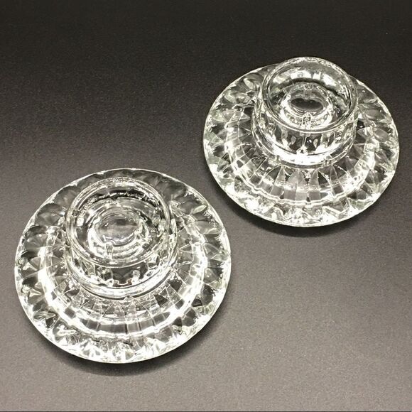 Vintage Faceted Round Crystal Taper Candle Holders - Picture 3 of 16